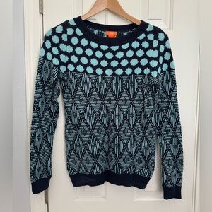 Mixed pattern pullover sweater